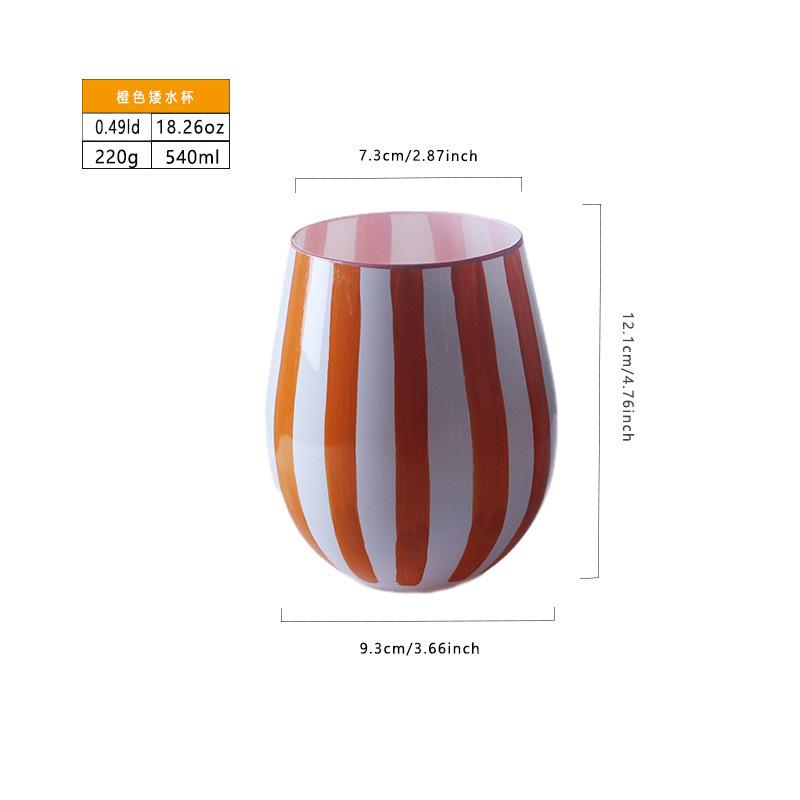 Hand Painted Colorful Striped Cocktail Goblet Water Cup Creative Red Wine Glass Set Party Wedding Barware