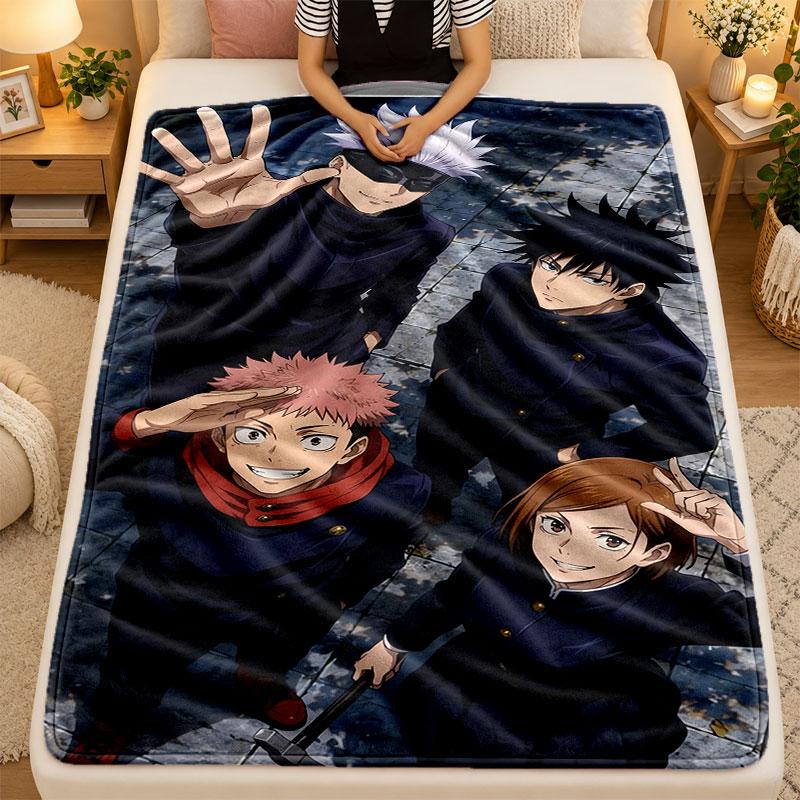 Flannel BlanketJujutsu Kaisen Warm Soft Throw Blanket for Indoor Sofa Bed Living Room Use