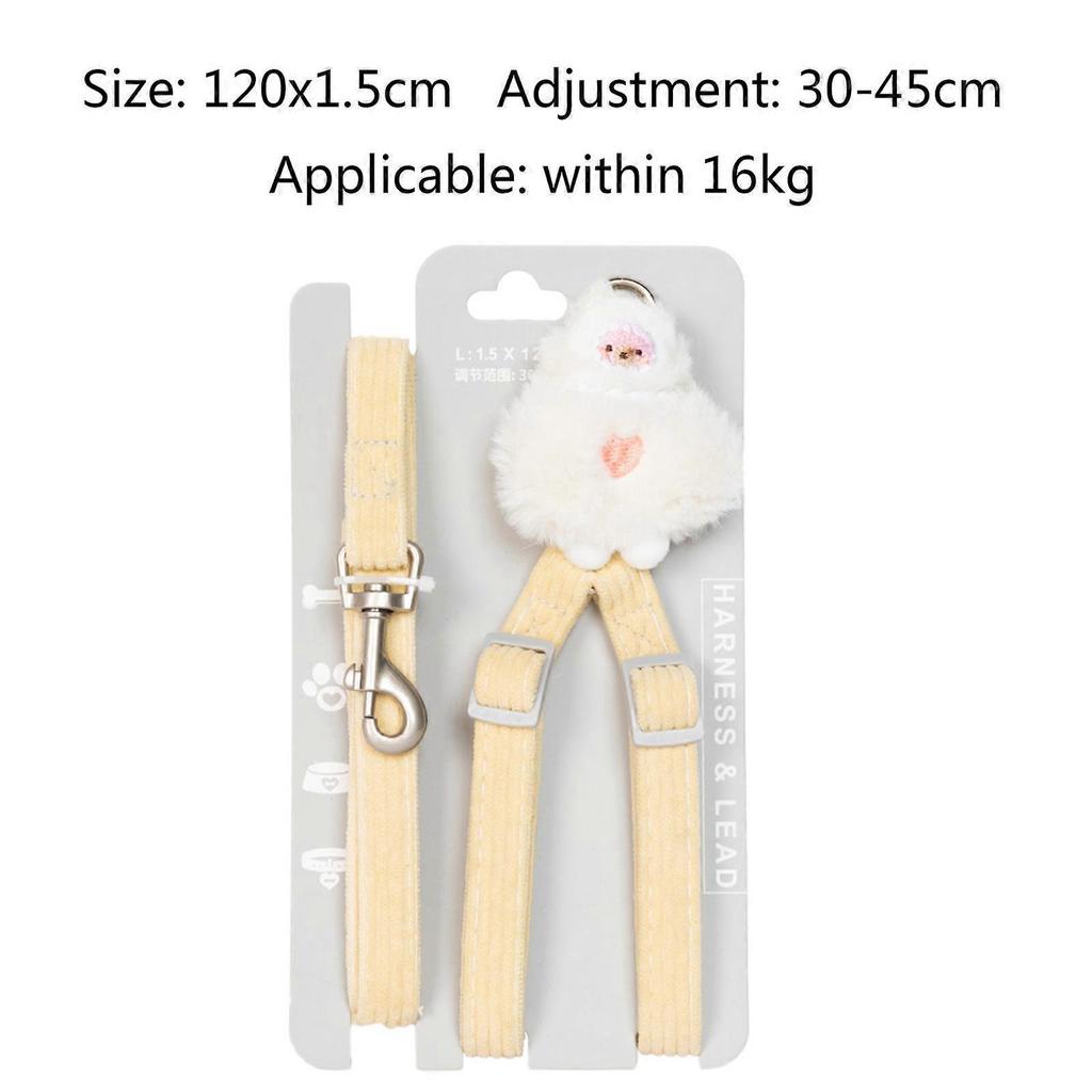 Cat Collar Harness Leash Adjustable Corduroy Pet Traction Cat Kitten Dog Halter Collar Cat Products Pet Harness Belt  Yellow