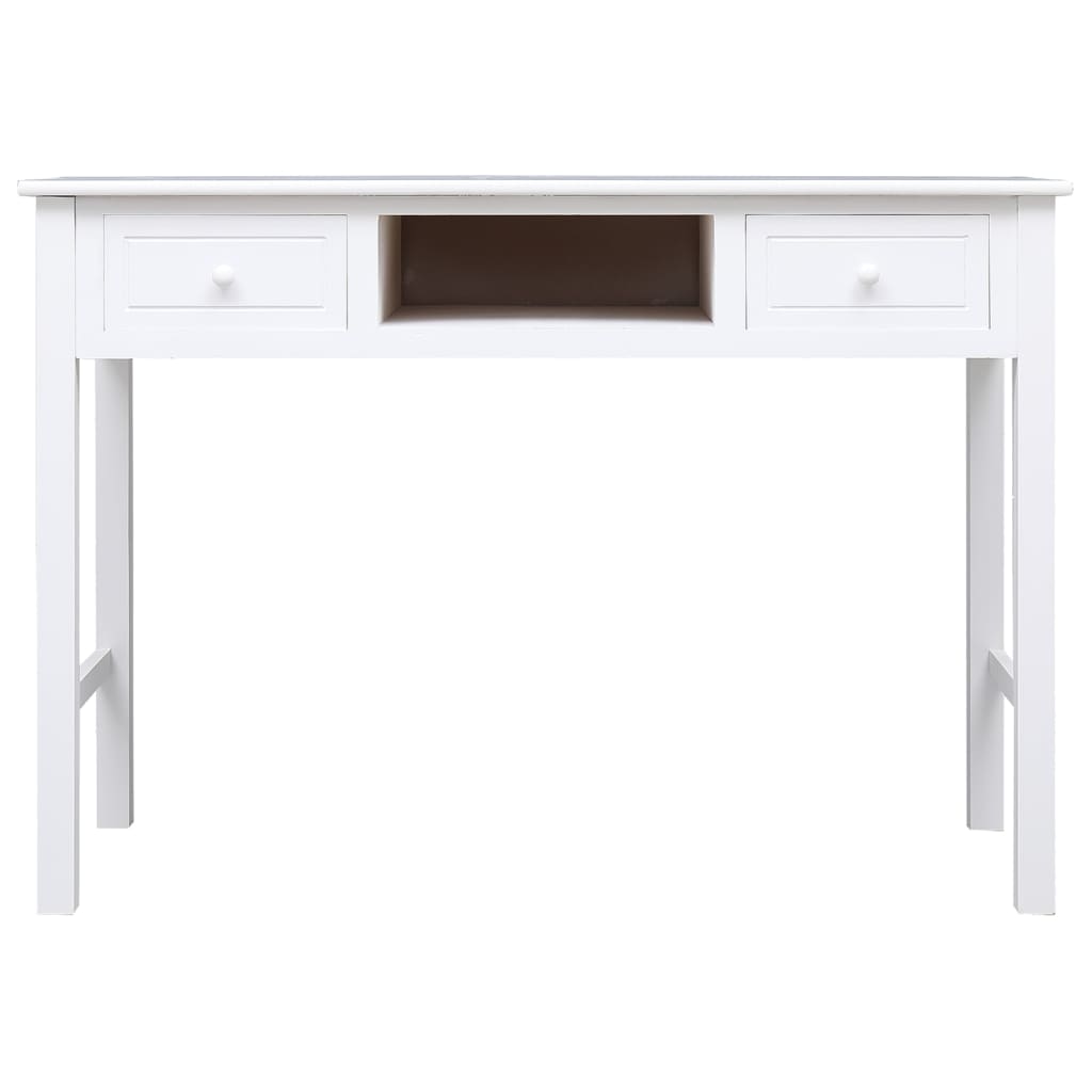 Vidaxl Biurko, Białe, 108X45X76 Cm, Lite Drewno Paulowni