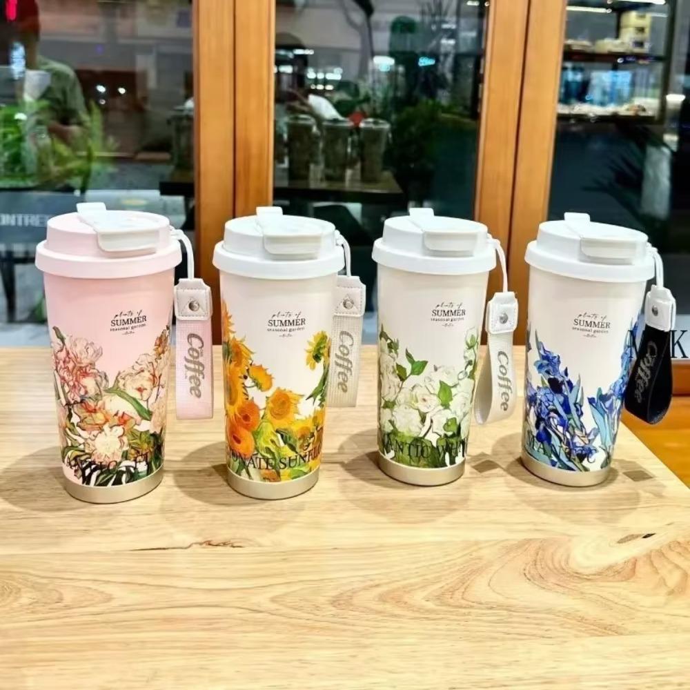 

530ml Thermal Cup Large Capacity Insulated Cup Leakproof American Coffee Mug Drinkware Style 9