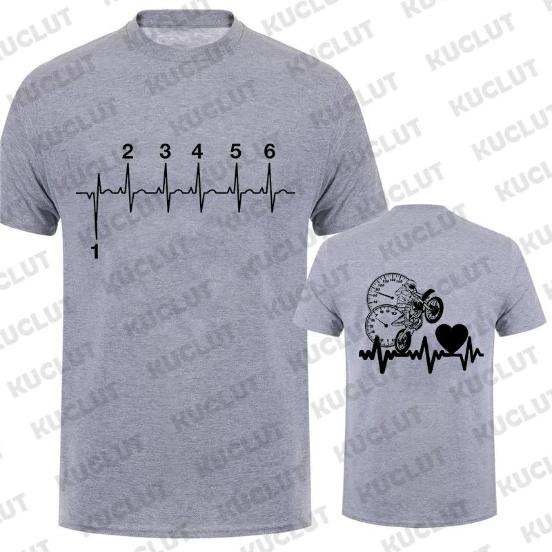 1N23456 Motorcycle Heartbeat Gear Shift Print T Shirt Motorbike Tee Print Race T-Shirt Autocycle Motorbike Speedometer T Shirt