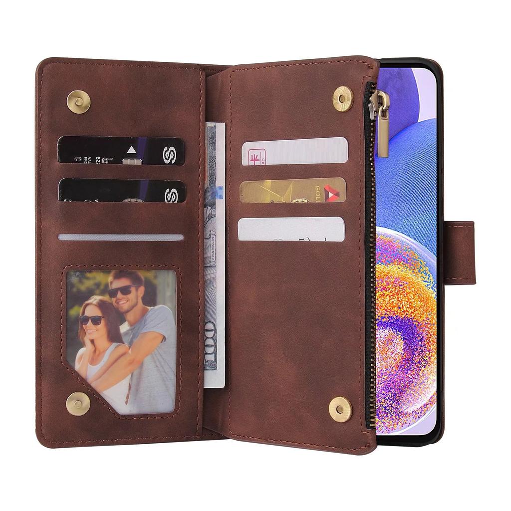 Applicable to Samsung S26 mobile phone leather case A25 retro matte multi-card zipper wallet protective case A34 skin feeling S24