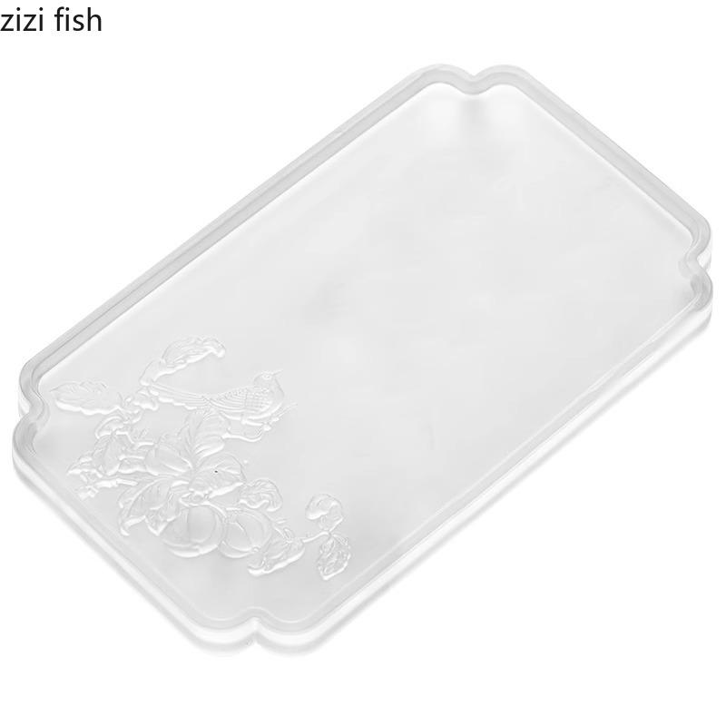 Frosted Glass Tea Tray Home Dry Foam Tray Creative Tea Set Tea Ceremony Accessories Dessert Tray Candy Trays Specialty Tableware