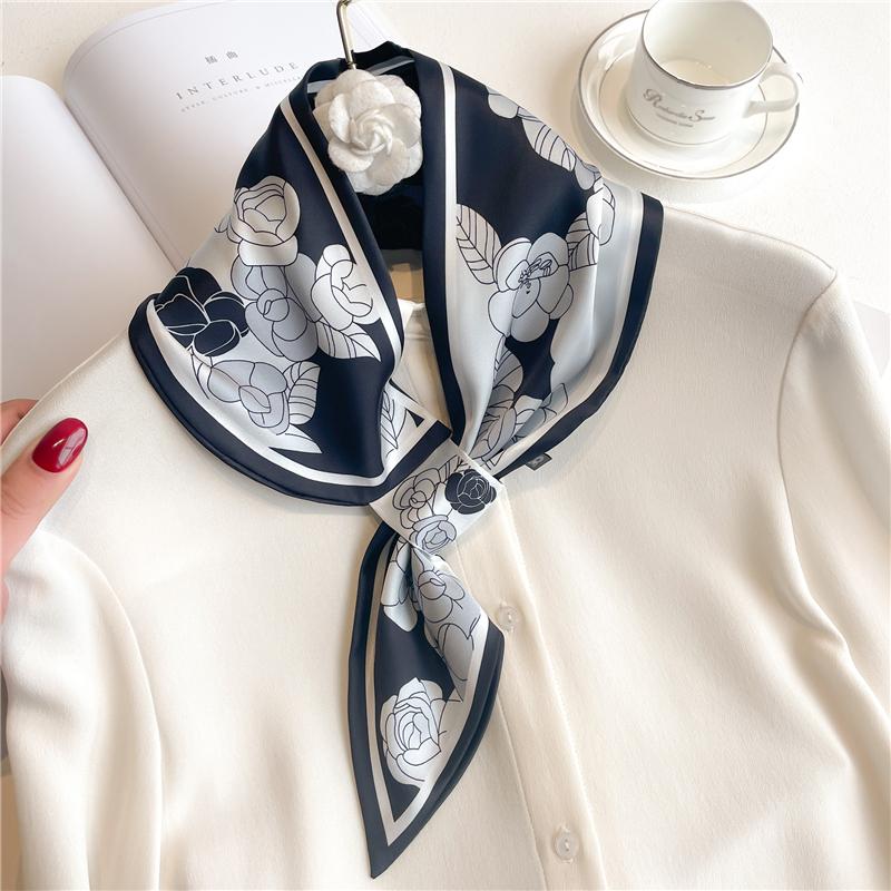 Women Skinny Neck Scarf Shawls Wraps Black Pink Small Office Hairband Neckerchief Foulard Scarves Ladies