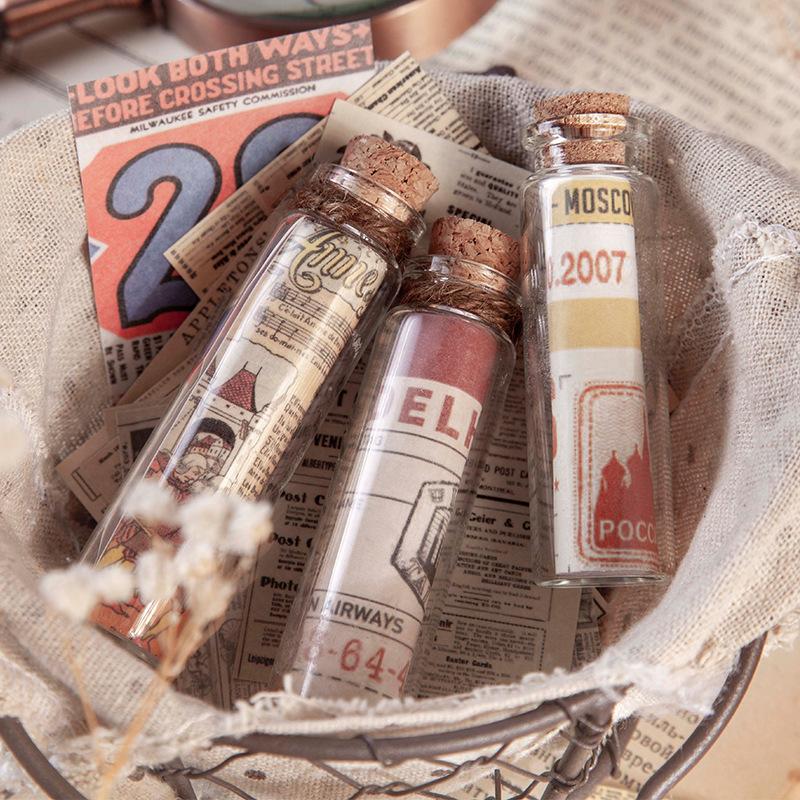 50pcs Vintage Plant Stickers Junk Journal Retro Newspaper Stamp Ticket Stickers Label DIY Diary Album Scrapbooking Material