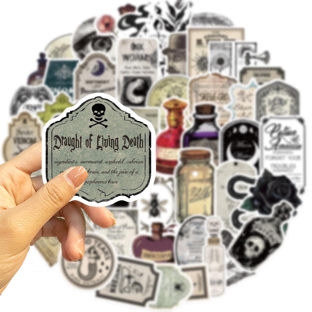 50 Gothic Pharmacist Potion Label Stickers Decorate Notebook Suitcase DIY Waterproof Stickers