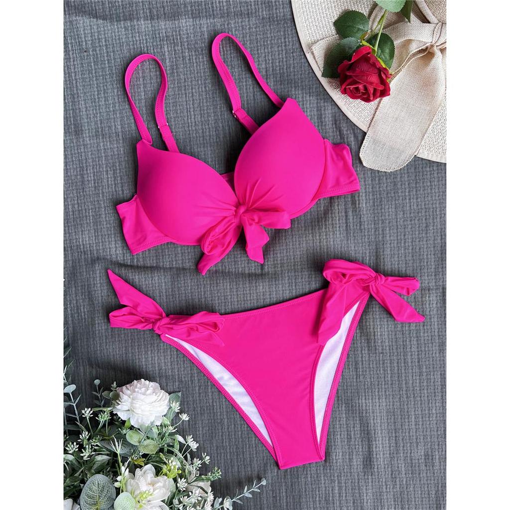 Costum de baie Bikini Push-Up cu Noduri Femei Costume de Baie Femei Set Bikini Două Piese cu Cupe Sutiene Costume de Baie Swim EMA