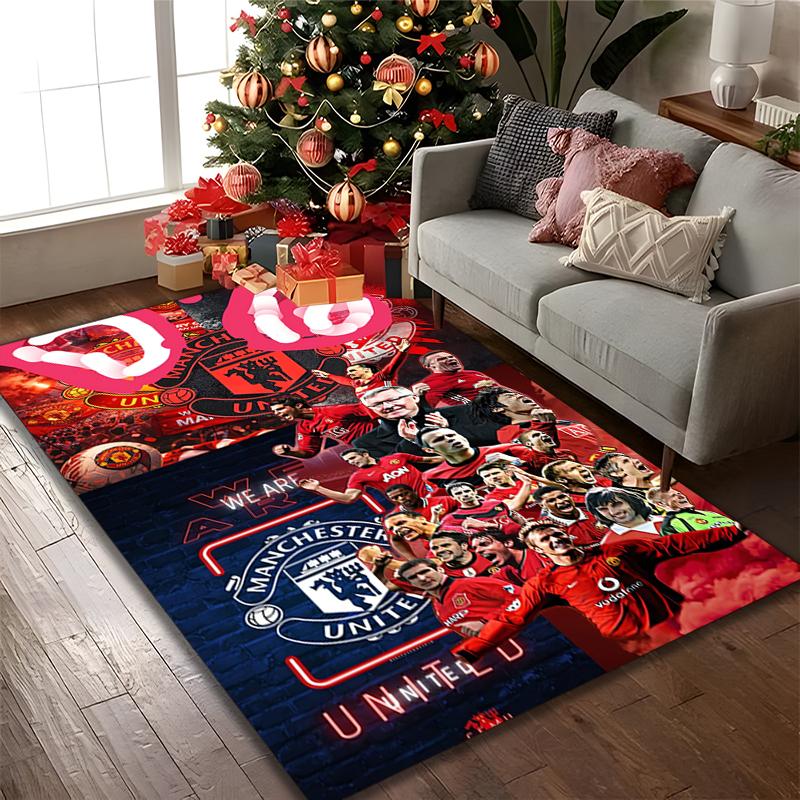 1pc Office Carpet, Manchester United Manchester City Chair Rug, Living Room Printed Area Rug, Home Chair Floor Mat