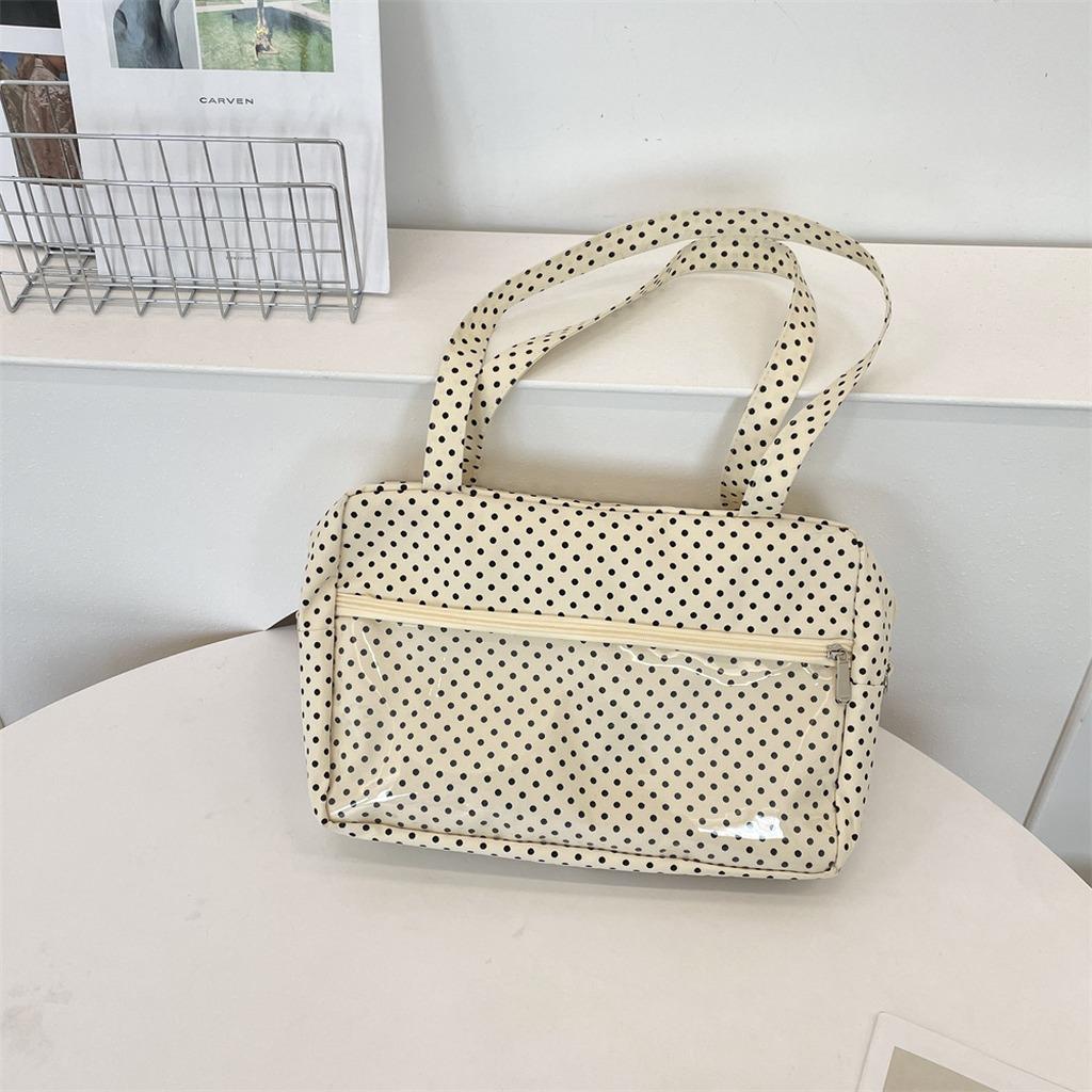

Women S Polka Dot Shoulder Bag Y2k Double Layer Transparent Anime Ita Tote Bag Gifts For Friends Sweet Jk Girls Handbag бежевый