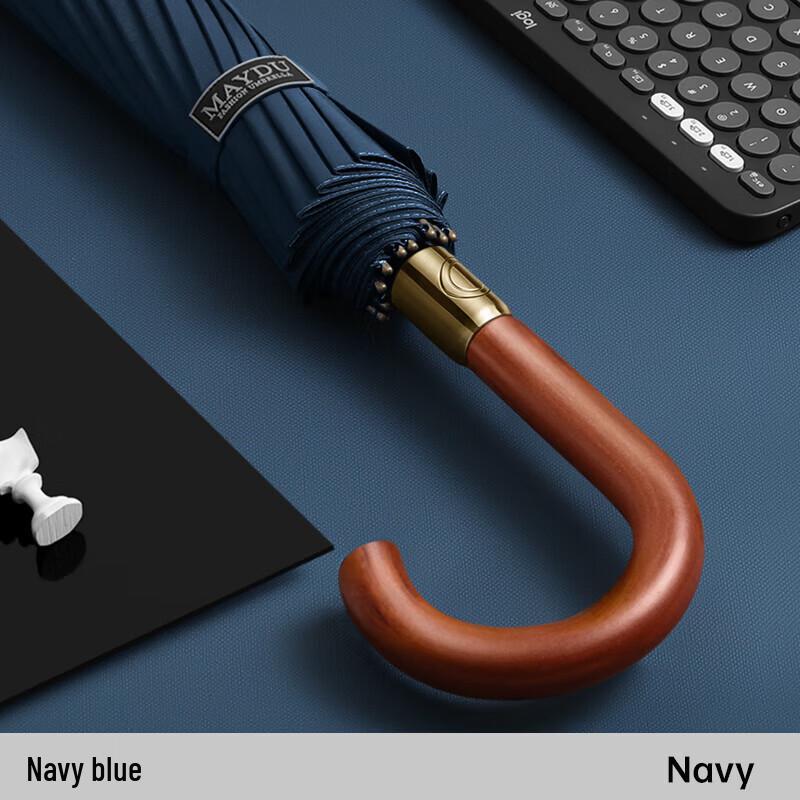 MAYDU Business Large Straight Umbrella with Wooden Hook Handle