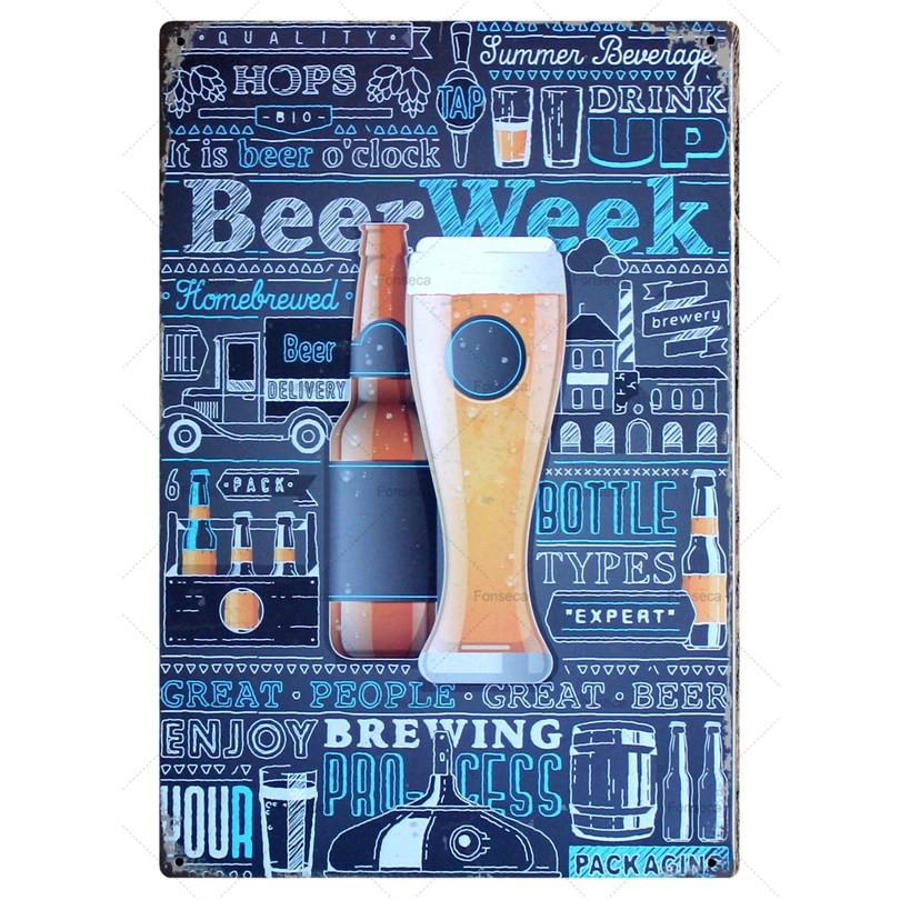 Beer Week Cerveza Vintage Metal Tintin Signs Vodka Retro Plaque  Wall Bar Home Rtrestaurant Decor Cuadros  30X20CM A-5517