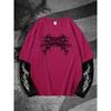 Gothic Donker Patroon Bedrukt Heren Zomer Casual Lange Mouwen Kleurblok T-shirt