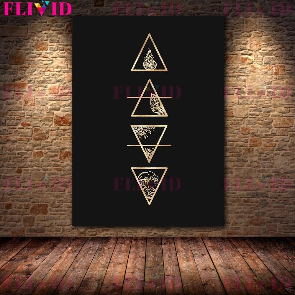 Gold Witchy Art Poster And Print Gothic Home Decor Witch Astrology Constellations Wall Art Witches Calendar Canvas Painting No Frame