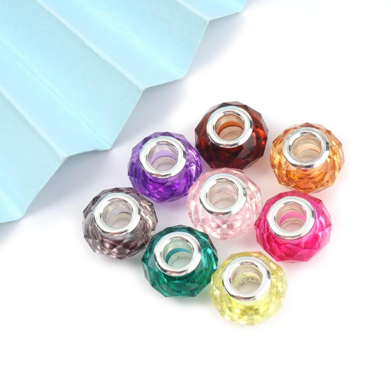 20pcs 14x9mm Faceted Resin Beads Transparent Color Big Hole Loose Spacer Beads For Jewelry Making DIY Bracelet Necklace Supplies