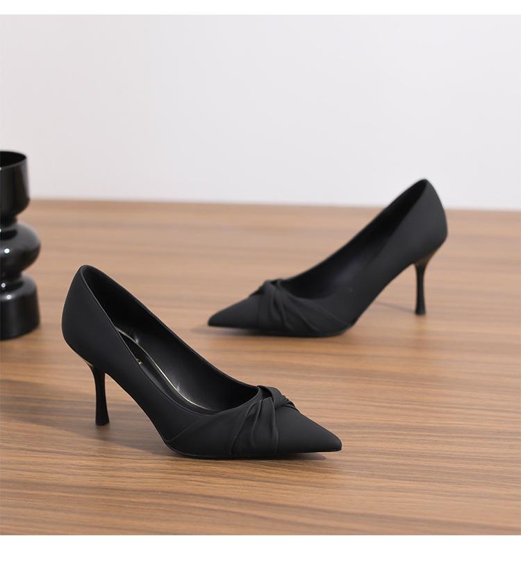 2025 Spring Women's French Twist Pointed Toe Stiletto Heels - Large Sizes 41-43 for Commuting and Work