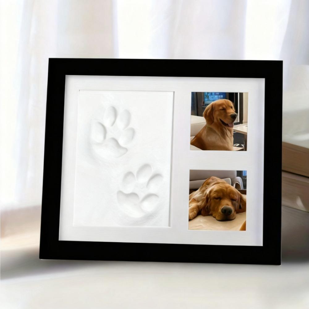 1pcs DIY Pet Paw Print Memorial Set - Clay Mold & Photo Frame, Souvenir Kit for Dogs & Cats, Perfect Pet Memorial Gift