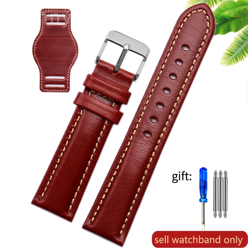 Genuine Leather watch strap for Rolex Green Submariner Omega  timex Vintage plus Tray Men Watch Band 20 22mm