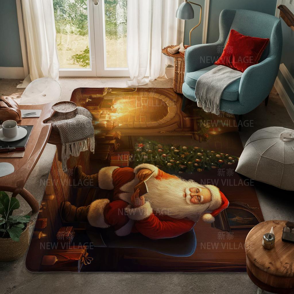 House Entrance Carpet Home Door Mat Living Room Bath Foot Bathroom Non-slip Water Absorption Rugs Bath Merry Christmas Winter