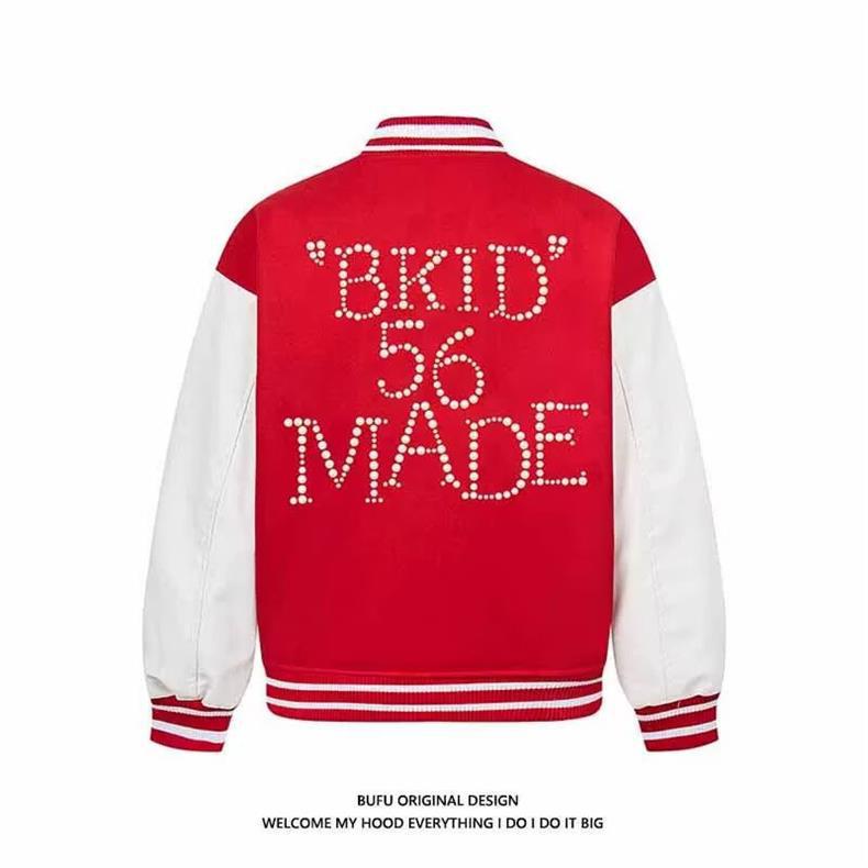 Women's Niche Trend Loose Red Baseball Jacket - Spring 2025 Design