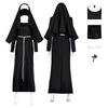 Halloween Nun Costume Cosplay Dress Sexy Adult Role Play Outfit Womens Gothic Party Dress with Headpiece Accessories Set
