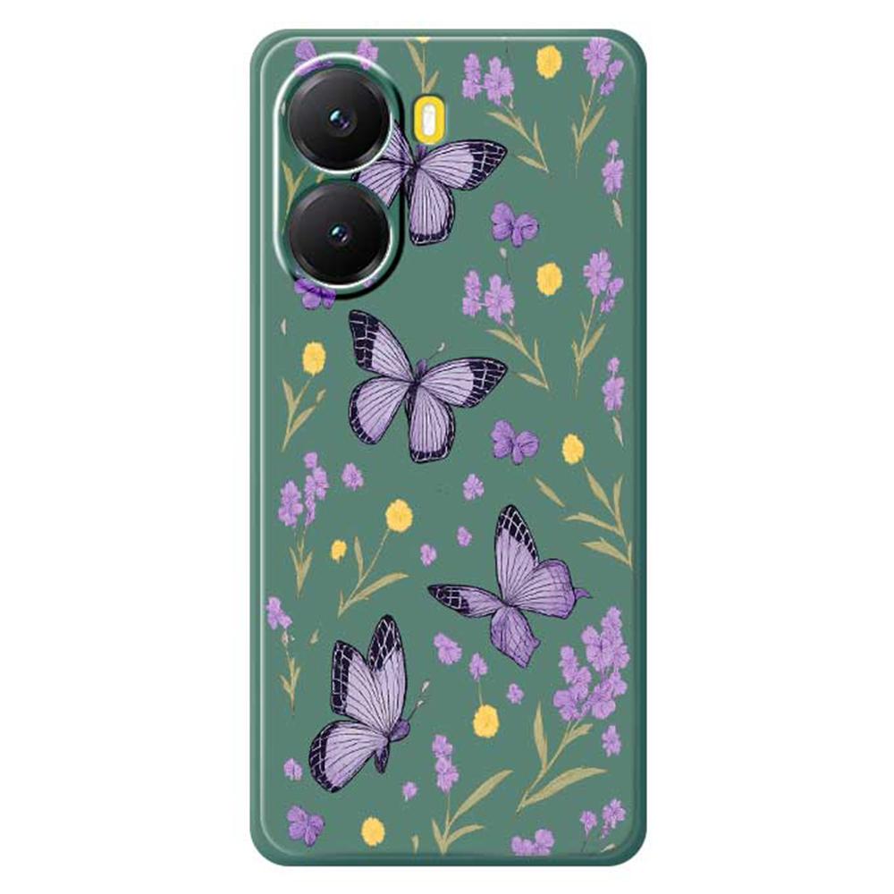 For Xiaomi Redmi Turbo 4 5G/Poco X7 Pro 5G Case Purple Butterflies Pattern Printing Straight Edge TPU Phone Back Cover