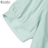 ZANZEA Women Casual Round Neck Summer Short Sleeve Long Dress