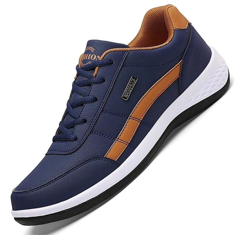 Läder Herrskor Sneakers Trend Fritidssko Italiensk Andas Fritid Herr Sneakers Halkfria skor Herr Vulkaniserade skor