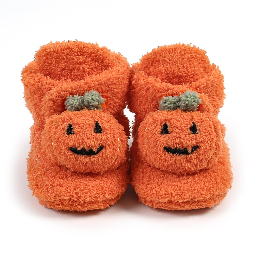 New Autumn/Winter Pumpkin Baby Toddler Shoes - Soft, Warm Cotton with Soft Sole (Model M2043) - Perfect for Halloween!