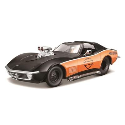 Maisto 1/24 Scale Chevrolet Corvette 1970 Black/Orange Harley-Davidson Custom Series / Diecast Model Car, Finished Model 32193