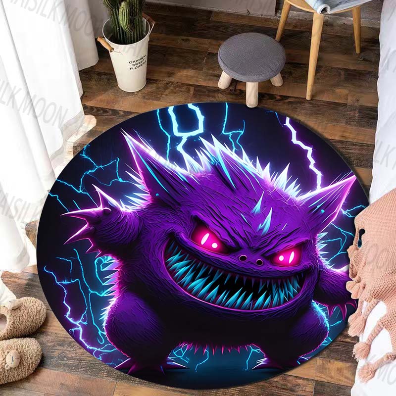 Potdemiel Japan Game G-Gengar Printed Round Rug, Bedroom, Living Room Carpet, Doormat, Picnic, Sofa Table, Decor,Rug, Floor Mat