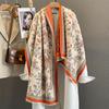Floral Thickened Warm Scarf Tassel Pashmina Shawl Women‘s Imitation Cashmere Warps Autumn/Winter Coldproof Windproof Blanket