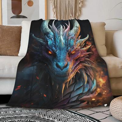 Ultraweiche Flanell-Fleece-Kuscheldecke mit Drachenmuster  Warm Gemütlich Ganzjahresdecke für Bett Sofa Couch  Perfekte Größe x für Kinder