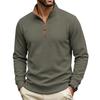 Herren Waffelstrick Viertel-Reißverschluss Pullover Uni Stehkragen Langarm Sweatshirt Lässig Business Basic Oberteile