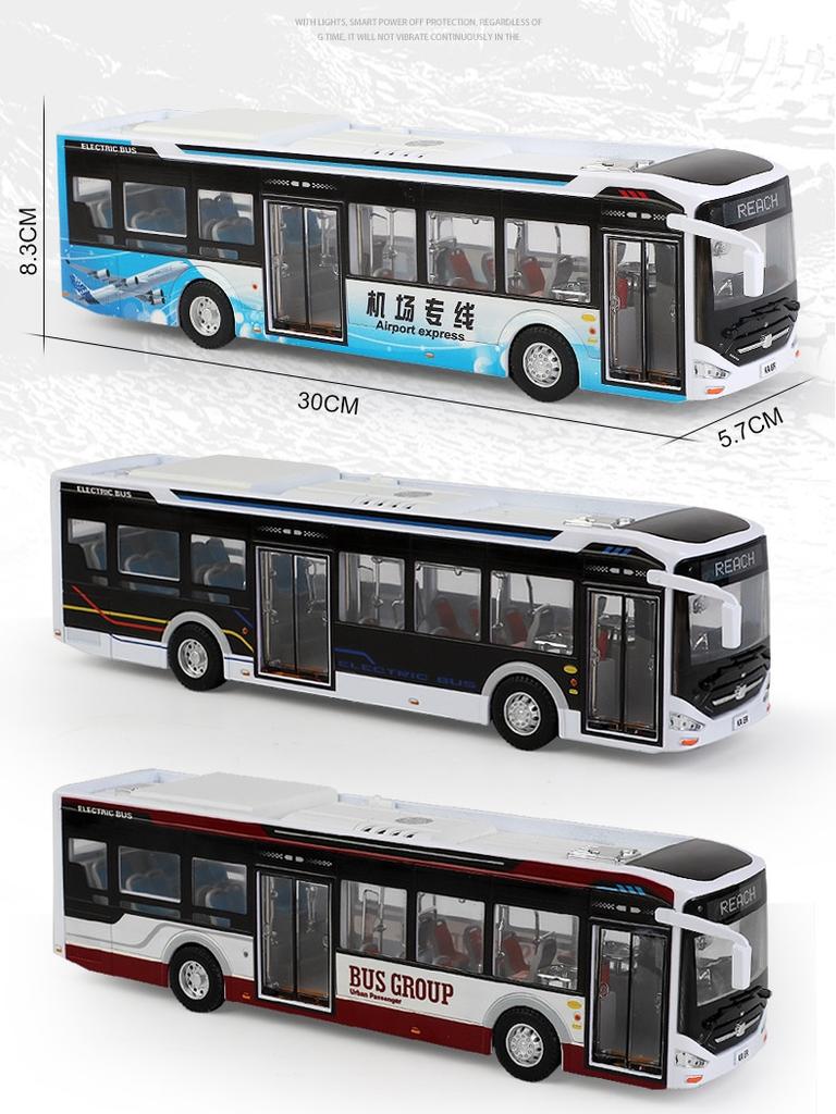 ABBI1 1:42 Maßstab Spielzeugbus, Neue Energie Elektrobusse, Flughafen Sightseeing Metallmodell Pull-Back Sound & Licht Sammlung Für Jungen, Kind