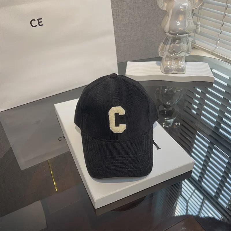 2023 Corduroy Baseball Cap with C Letter, Unisex Design, Structured Fit, Adjustable, Deep Crown, Wide Brim