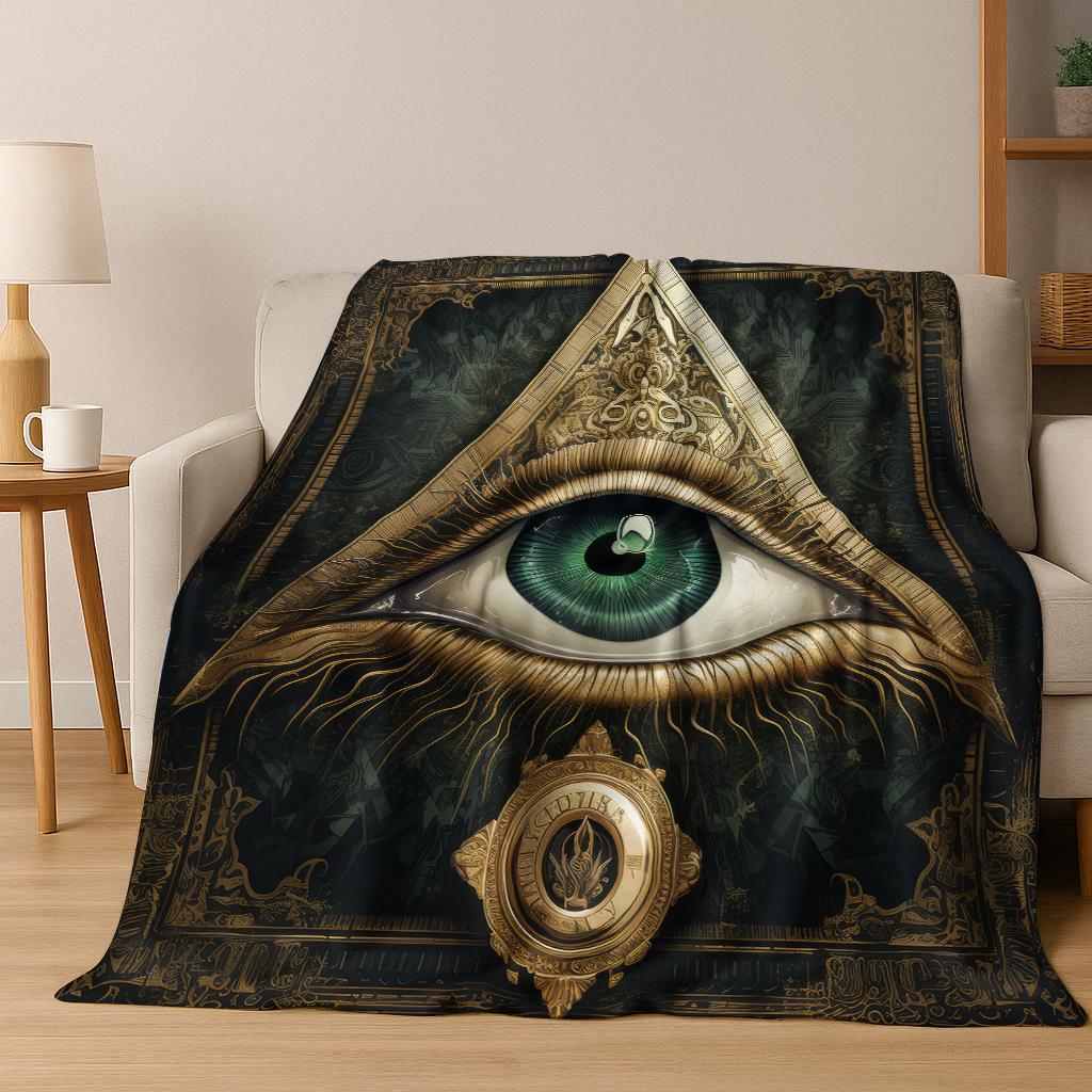 Freemasonry The Eye of the Demon Flannel Blanket Soft Warm Blanket for Bedroom Living Room Bed Travel Camping Picnic Gift