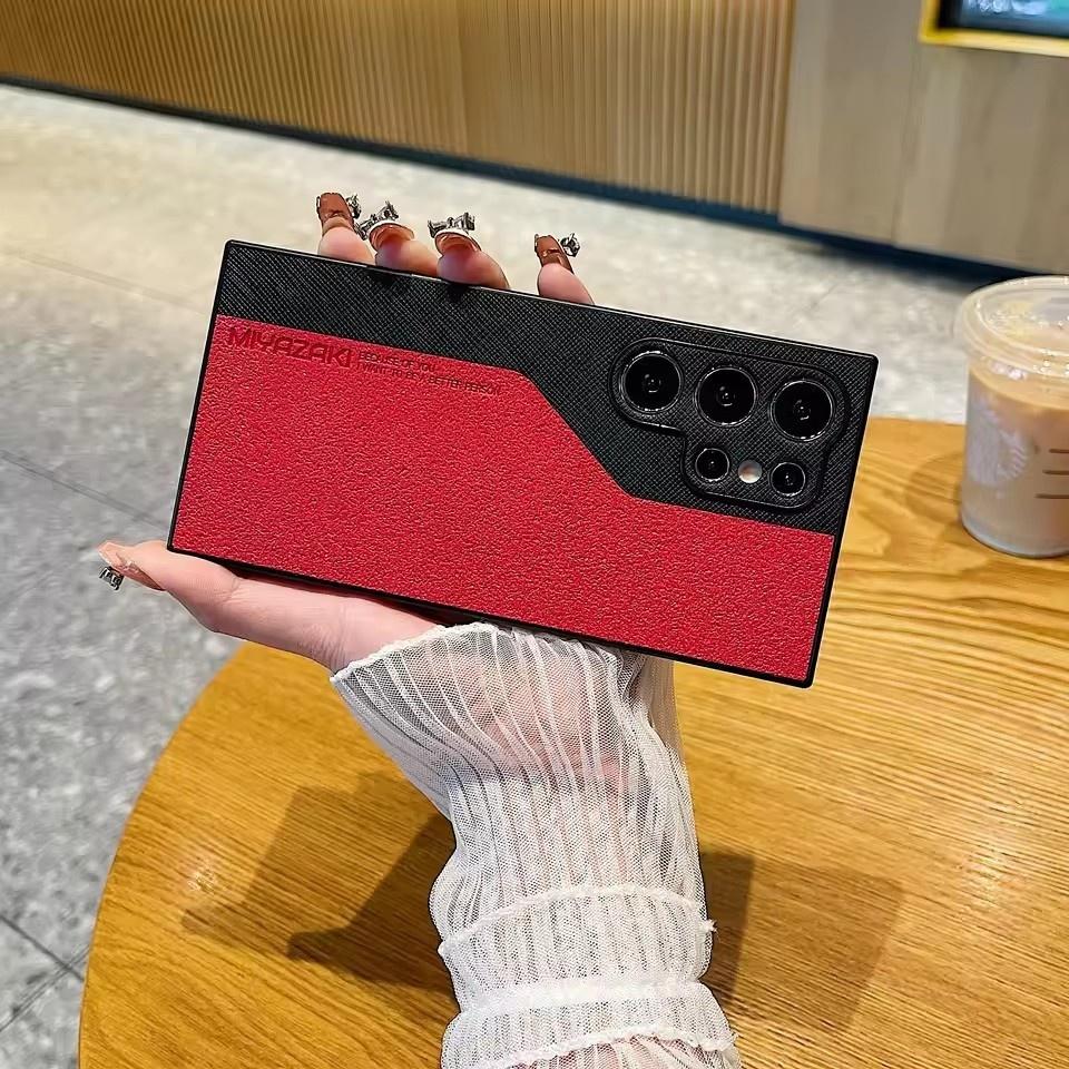 Luxury Double Color Phone Case For Samsung Galaxy S25 S24 S23 S22 S21 Ultra S23 S24 S25 Plus Leather Shockproof Pattern Slim Back Cover