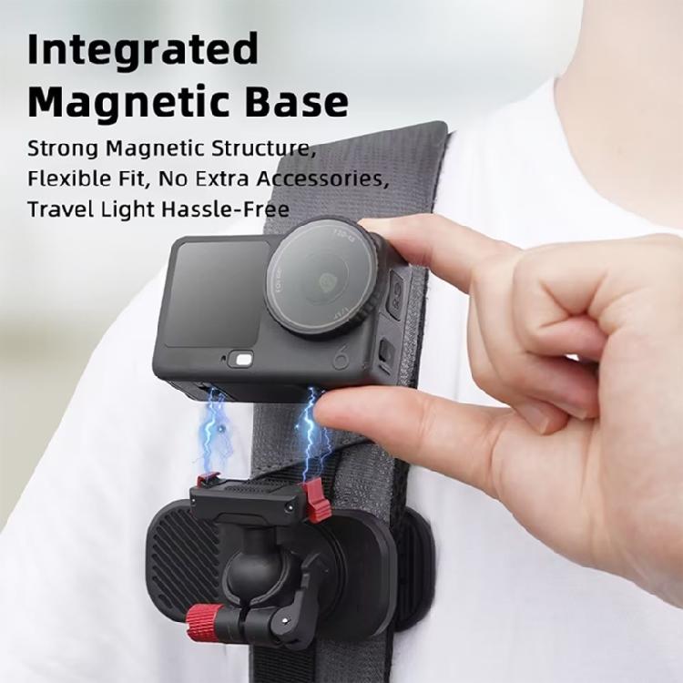Magnetic Action Camera Bag Mount with Textured Grip, Adjustable Camera Holder for Hiking Updates, Cycling Video, Travel Use, and Daily Recording