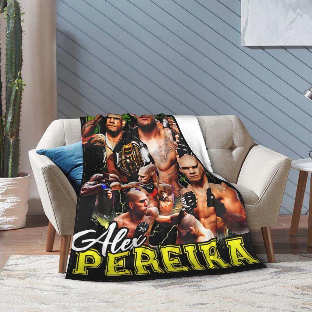 Alex Pereira Poatan Fighting Fleece Throw Fashion Blanket Combat Sport for Bed Knitted Fashion Blanket Car Super Soft Multifunction