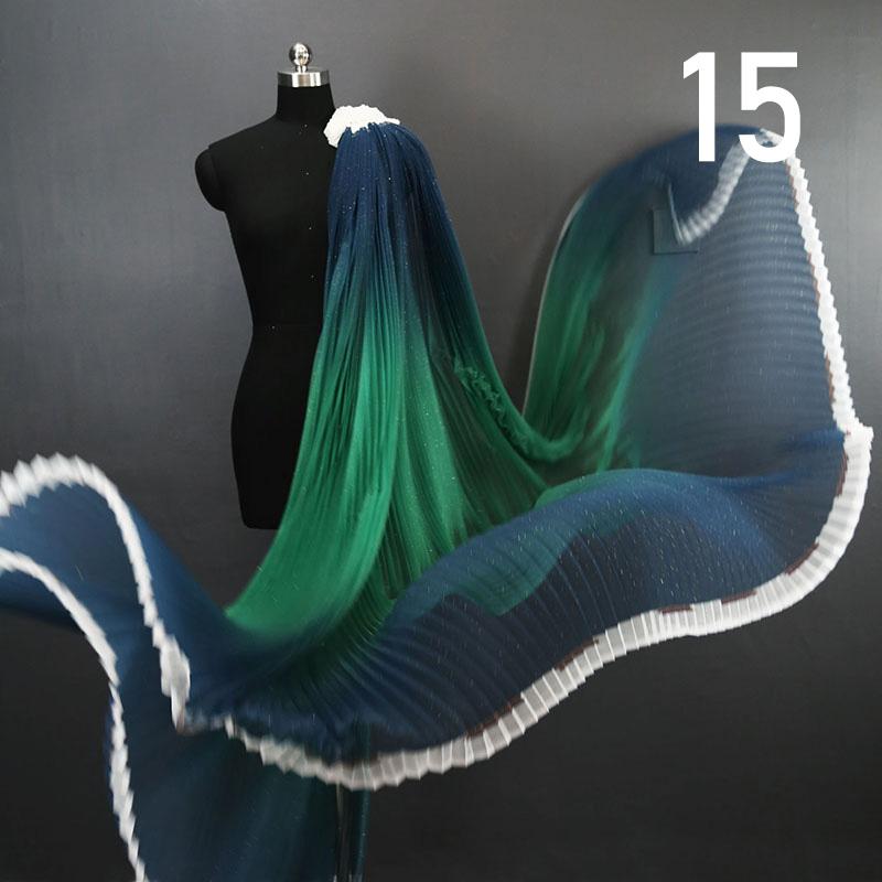 

Градиентная плиссированная сетчатая ткань, плиссированная гармошкой ткань для самостоятельного изготовления платья, сценического костюма, ханьфу, модного фона, декора, дизайнерской ткани 1 M