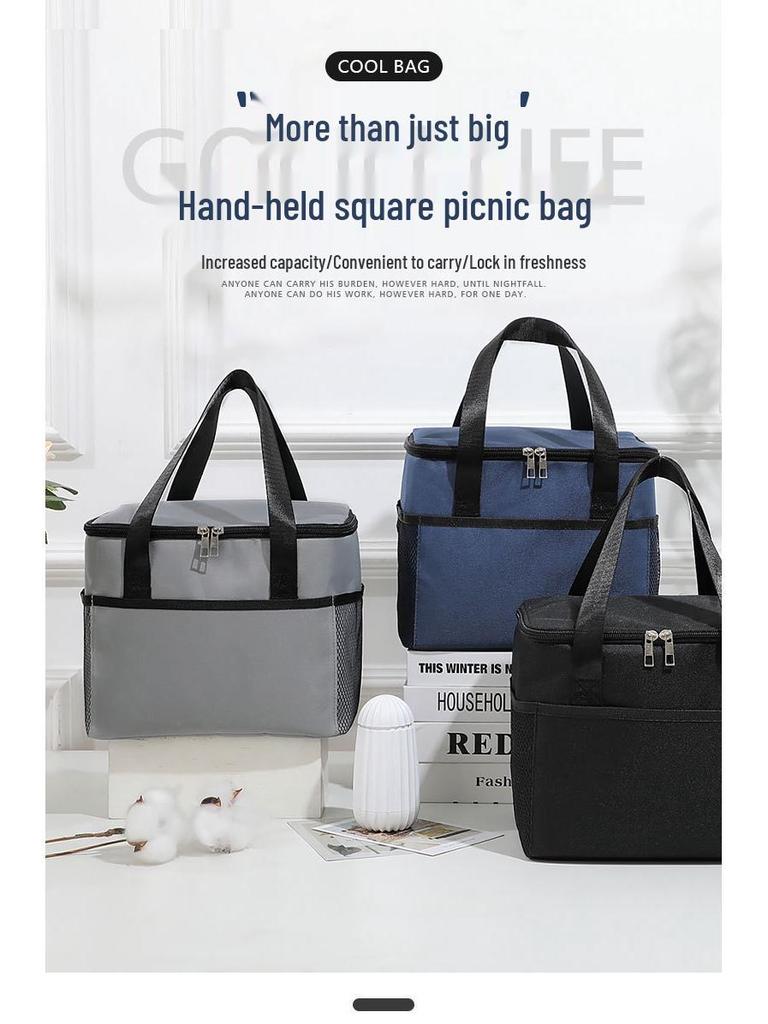 Portable XL Insulated Oxford Cloth Lunch Bag for Picnic and More