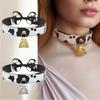 Sexy Leather Cow Print Bell Pendant Collar Choker Necklace For Women Punk Gothic Sweet Bow Choker Cosplay Party Jewelry Gifts