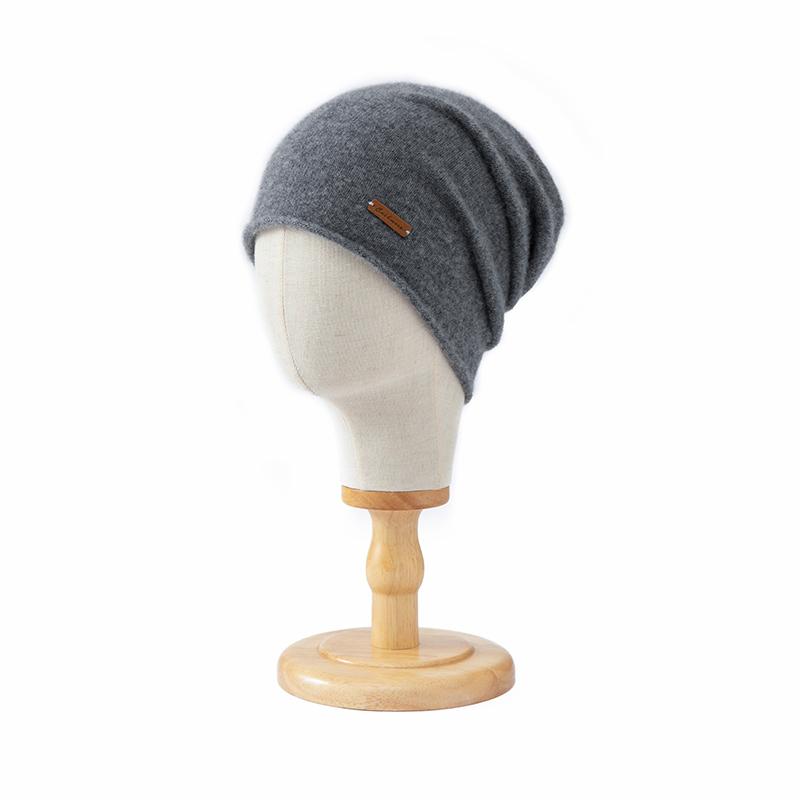 Damen 100% Reiner Kaschmir Slouchy Beanie Winter Warm Weich Gemütliche Kopfbedeckung Einfache Strickmütze Kaltwetter-Accessoire