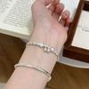 Silver  Ethnic Style Double Fish Bell Swinging Female Bracelet Chinese Style Exquisite Bangles Charm Banquet  Gift