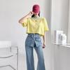 New Arrivals Open Run Women Striped Color Block Cropped Round Tee