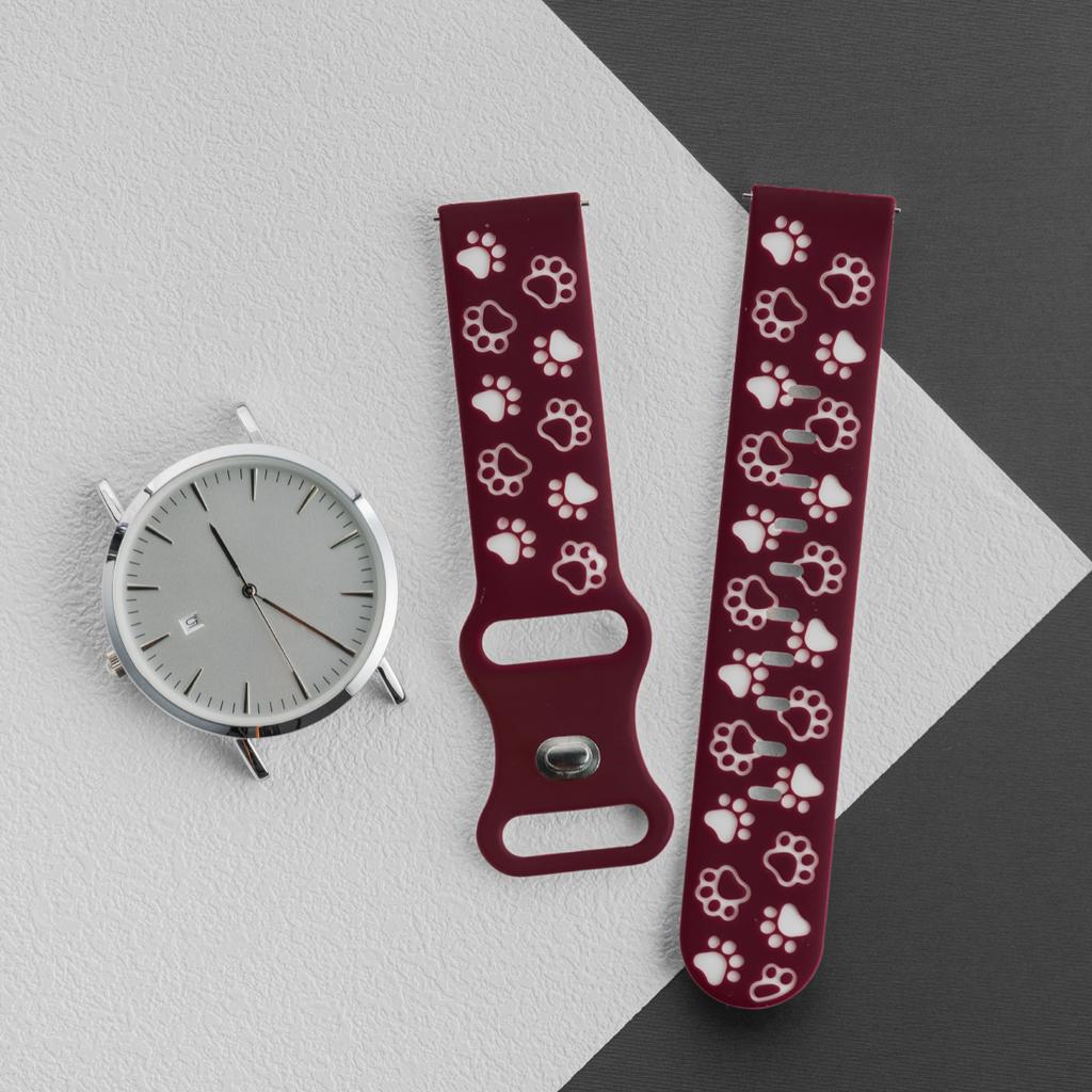 20mm Two-tones Silicone Strap for Samsung Galaxy 7/6/5/4 5pro 4/6classic Soft Sports Band for Huawei GT3/2 42MM Cat Paw Pattern