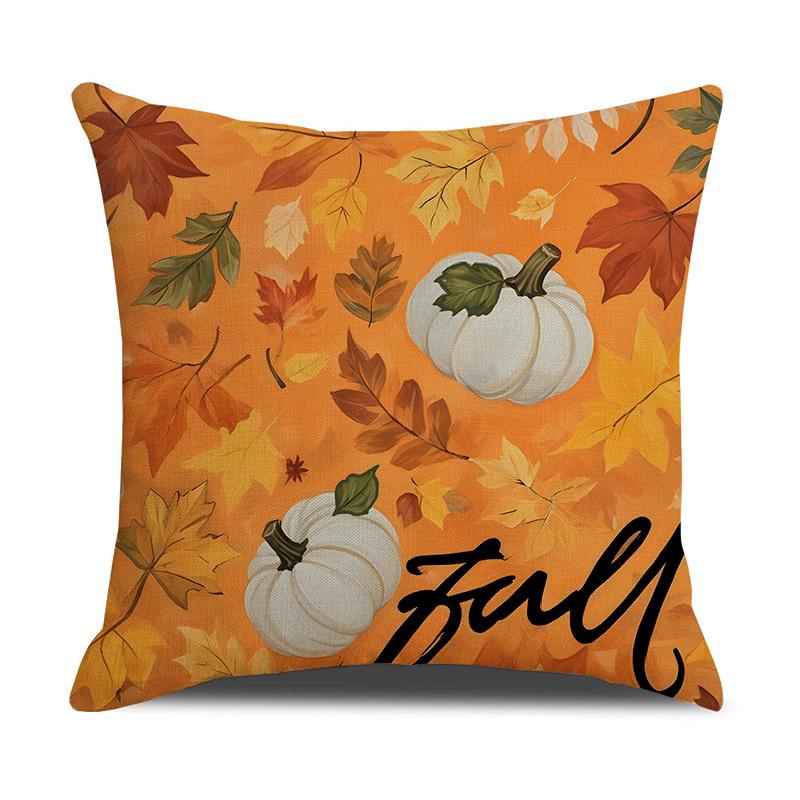 New Autumn Pumpkin Pillow Cover Linen Printed Pillow Thanksgiving Atmosphere Decorative Sofa Cushion