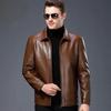 Men's Genuine Leather Sheepskin Jacket for Middle-Aged/Elderly - Spring/Autumn Wear