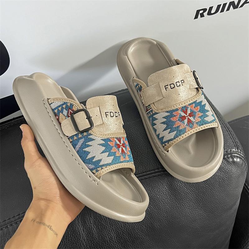 

2025 новые тапочки на платформе летняя одежда повседневная пляжная обувь craft мужские классные тапочки 651209-J 38 белый